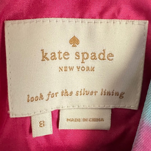 Kate Spade Sleeveless Dress Tye Dye Watercolor Print V Neck Back Zip Size 8 - Picture 5 of 12